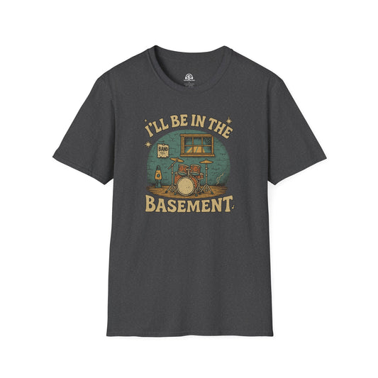 Be in Basement T-Shirt – Dark Heather front view