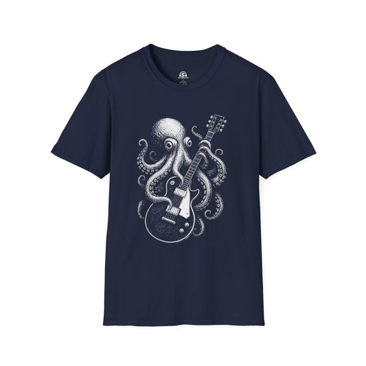 Octopus Guitar T-Shirt – Navy front view