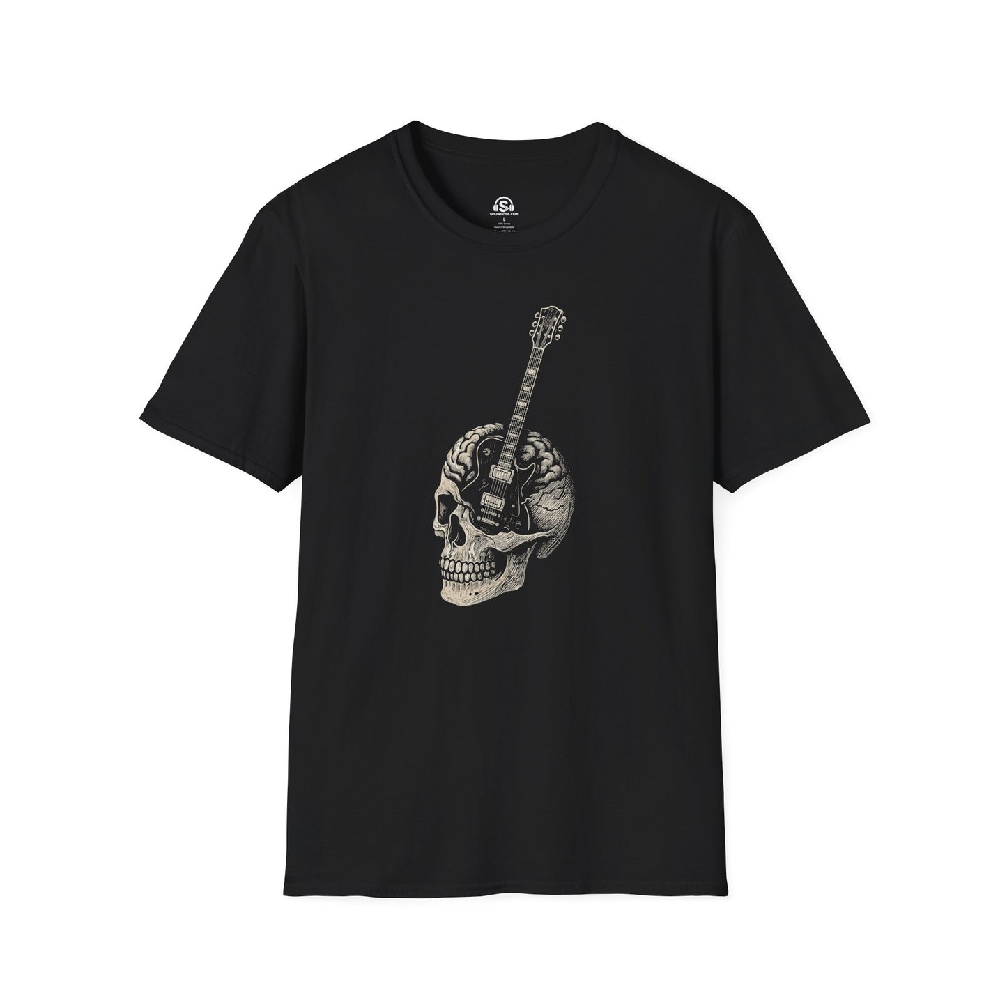 Skull Guitar T-Shirt – Black front view