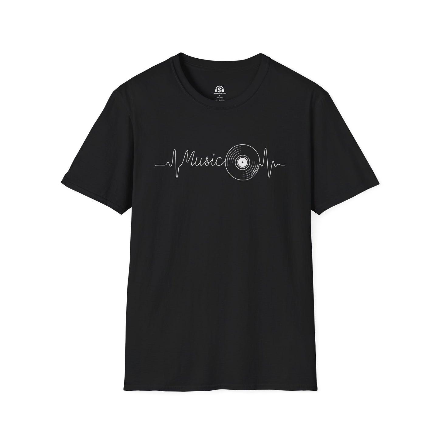 Vinyl Heartbeat T-Shirt – Black front view