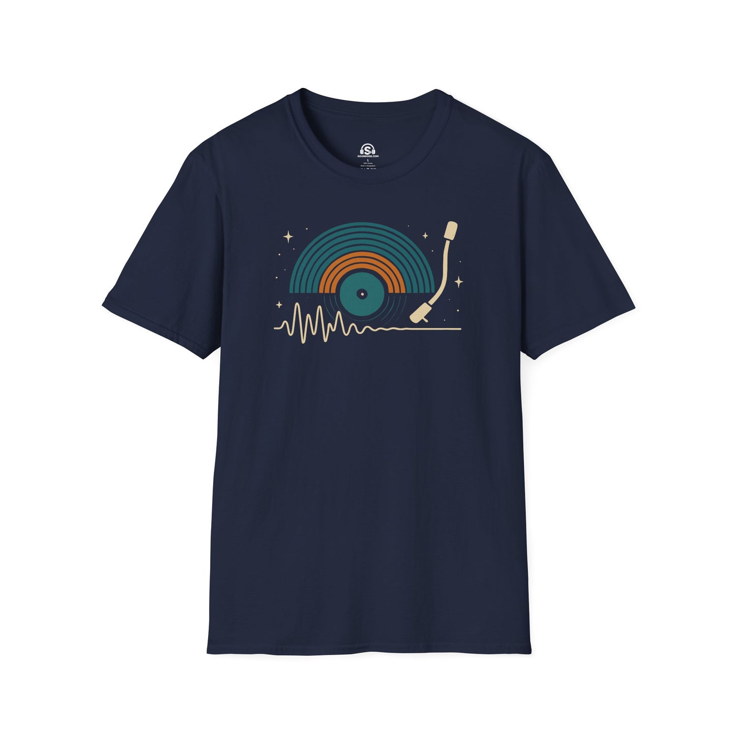 Vinyl Soundwave T-Shirt – Navy front view