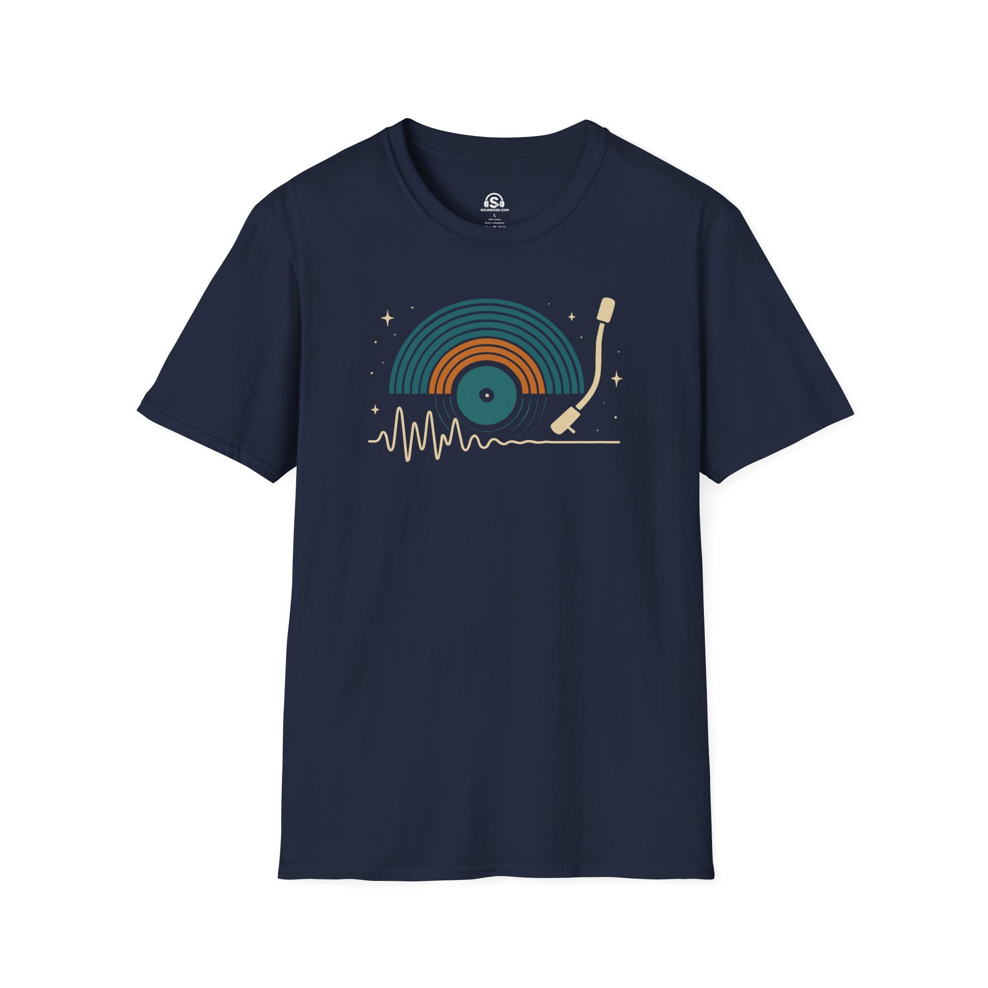 Vinyl Soundwave T-Shirt – Navy front view