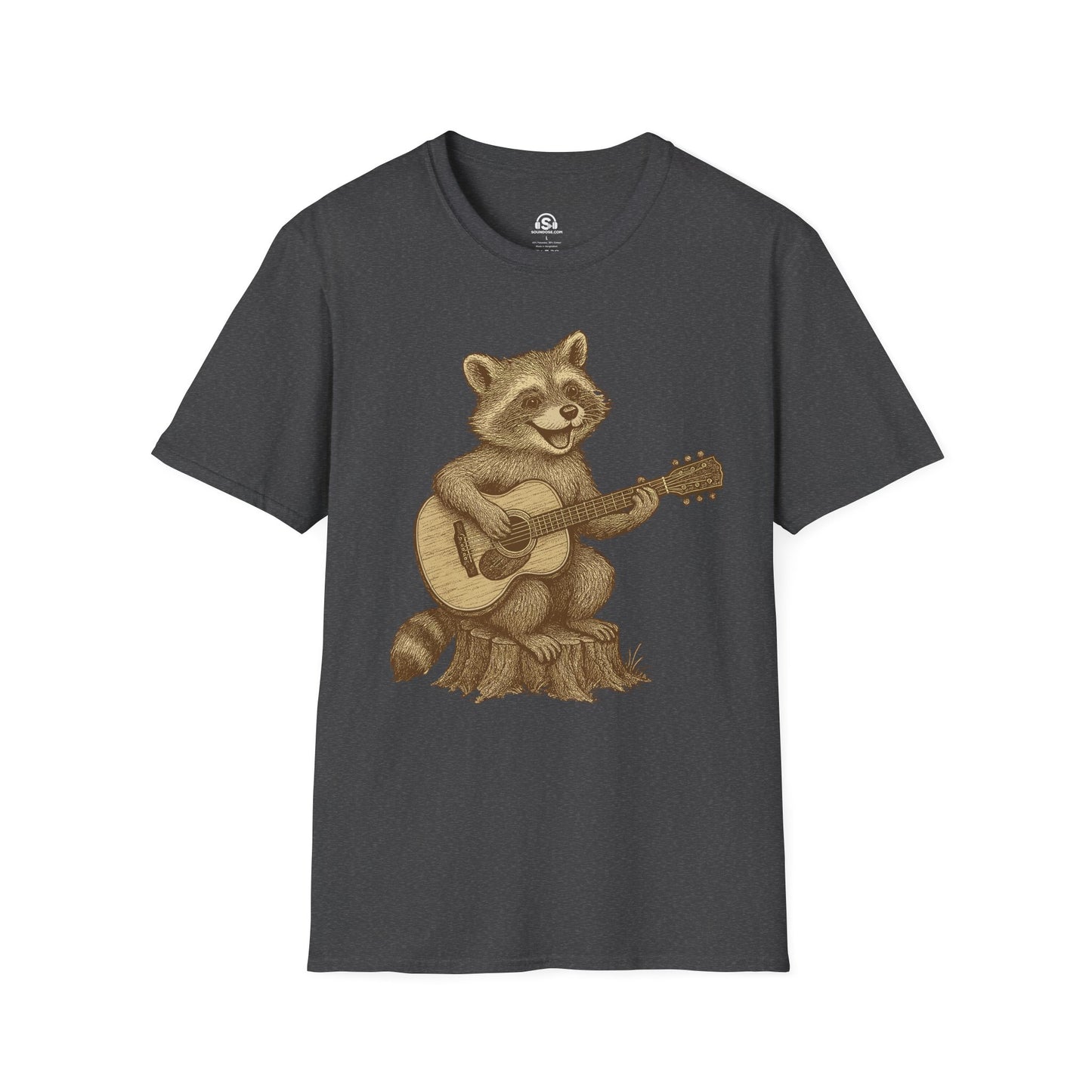 Raccoon Folk T-Shirt – Dark Heather front view