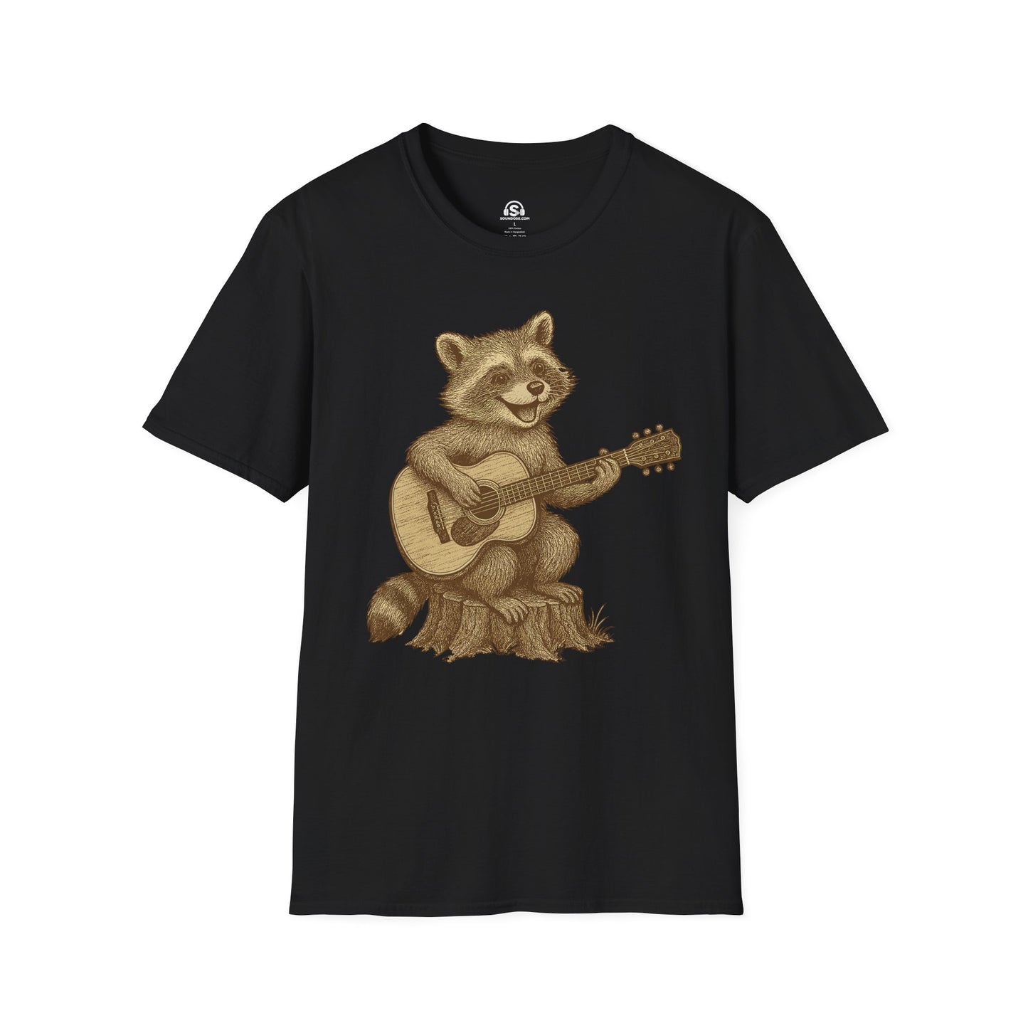 Raccoon Folk T-Shirt – Black front view