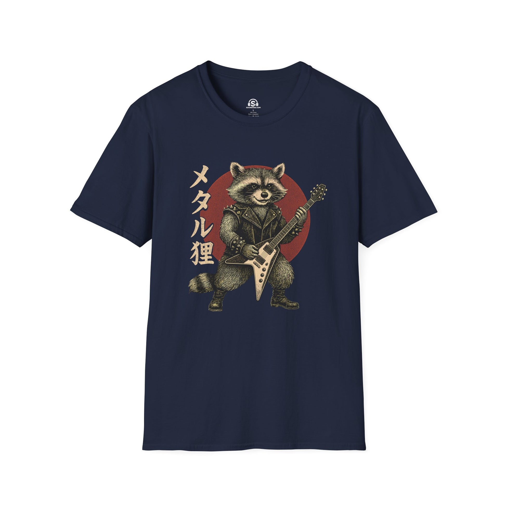 Metal Raccoon T-Shirt – Navy front view