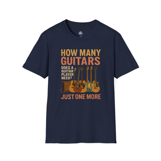 How Many T-Shirt in Navy. "How many guitars does a guitar player need? Just one more."