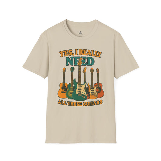 Need Guitars T-Shirt in Sand. "Yes, I really need all these guitars."