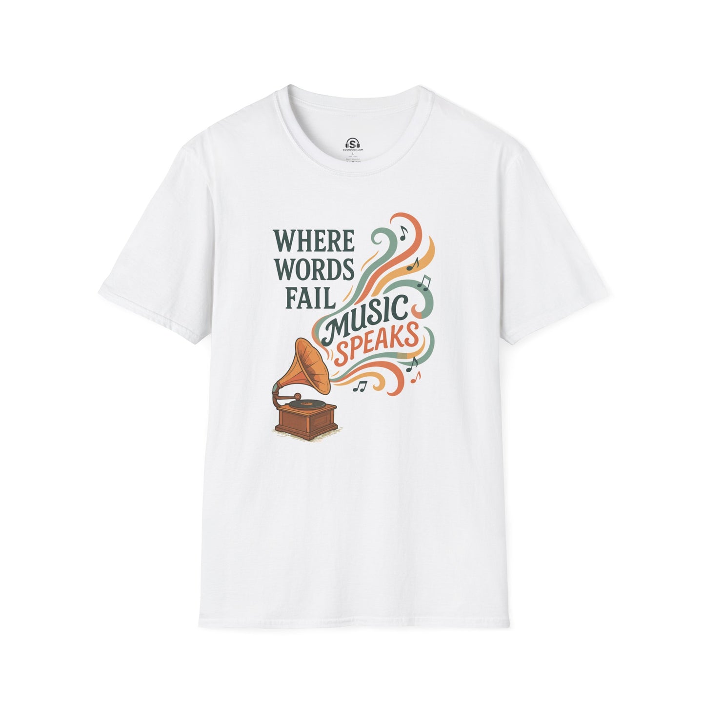 Words Music T-Shirt – White front view