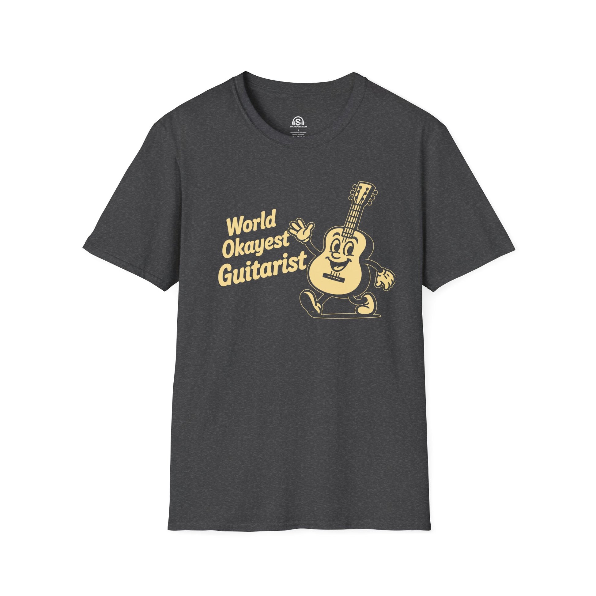 Okayest Guitarist T-Shirt – Dark Heather front view