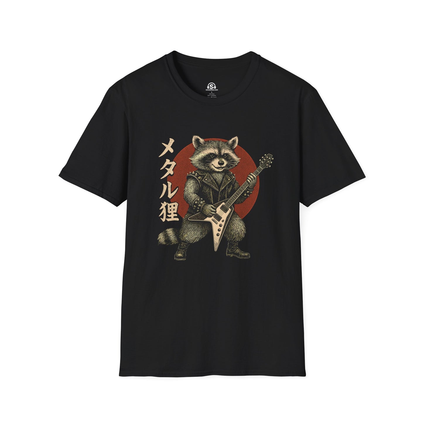 Metal Raccoon T-Shirt – Black front view