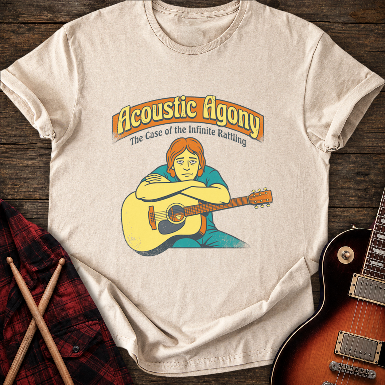 SOUNDOSE Acoustic Agony T-Shirt — Sand t-shirt