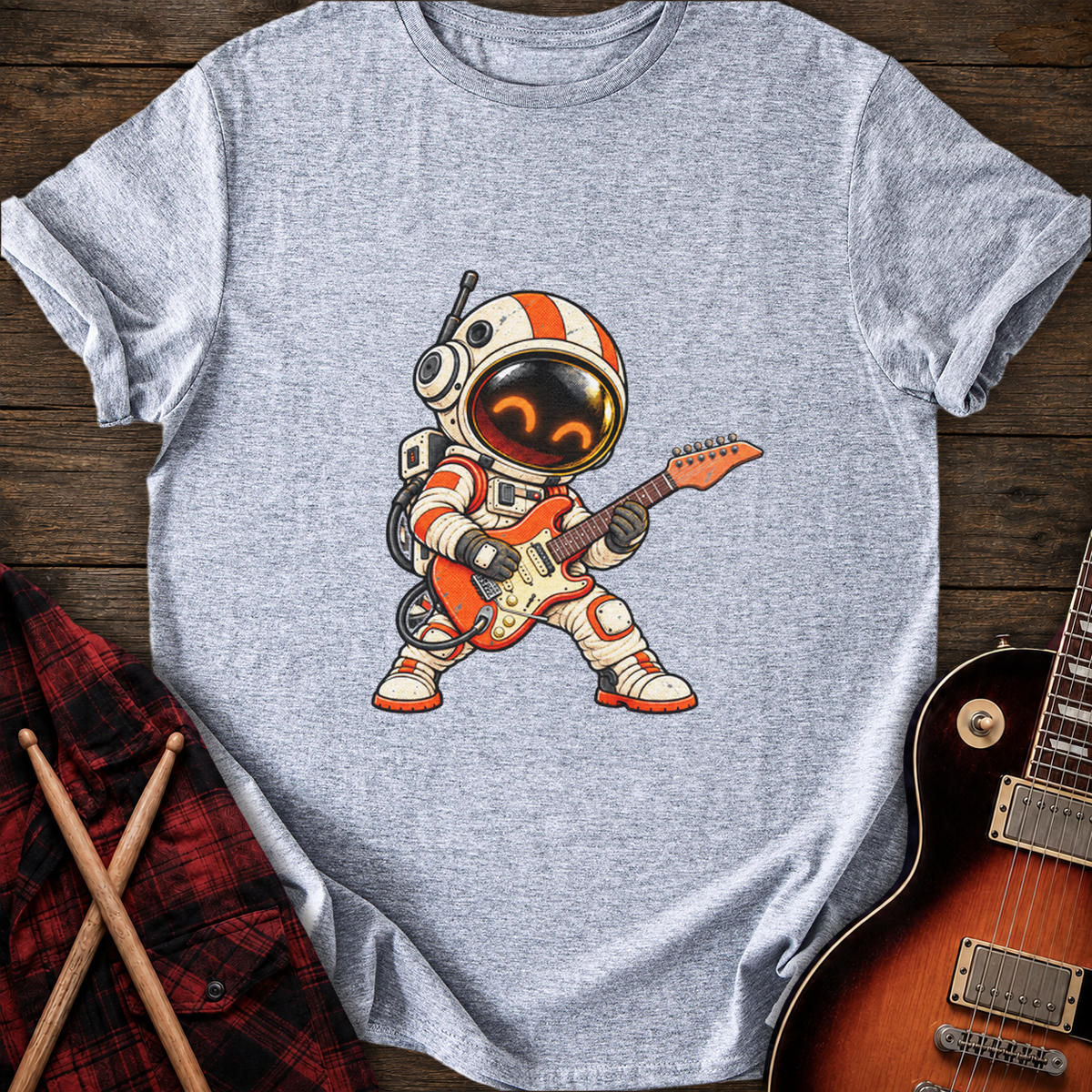 SOUNDOSE Alien Astronaut Guitarist T-Shirt — Sport Grey t-shirt