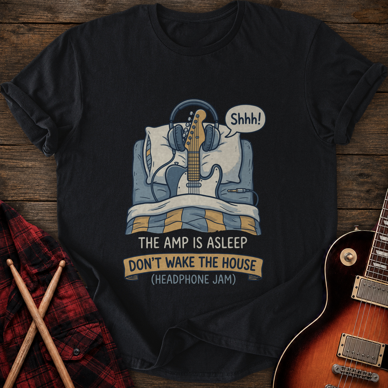 SOUNDOSE Amp Asleep T-Shirt — Black t-shirt