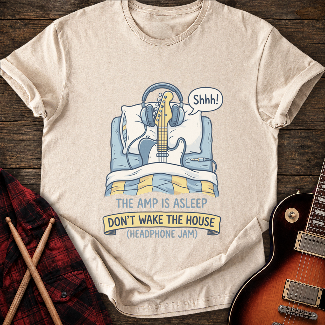 SOUNDOSE Amp Asleep T-Shirt — Sand t-shirt