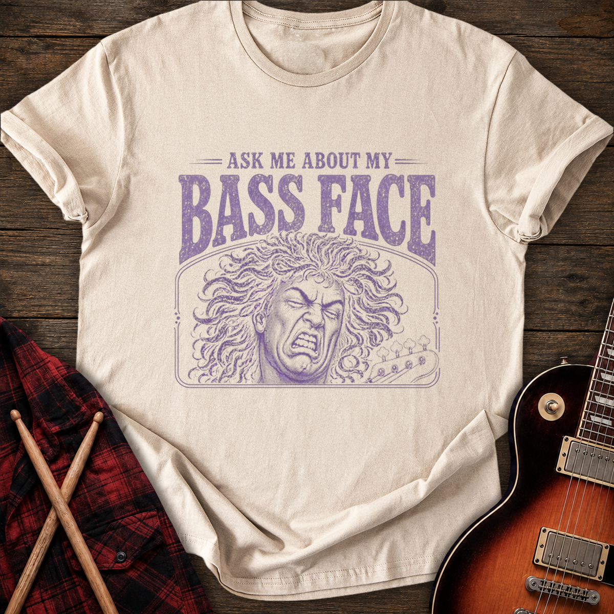 SOUNDOSE Bass Face T-Shirt — Sand t-shirt