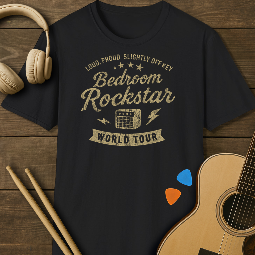 SOUNDOSE Bedroom Rockstar T-Shirt — Black t-shirt