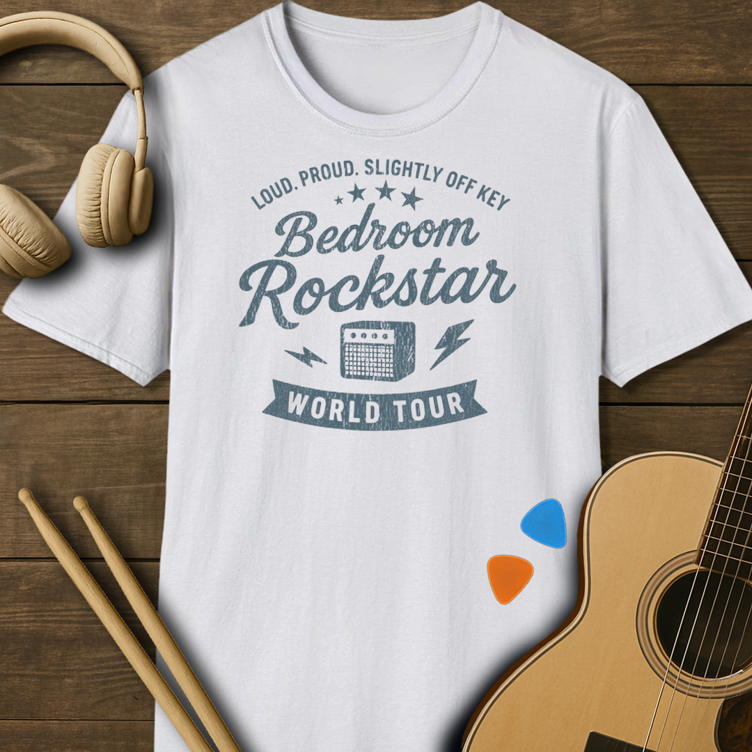 SOUNDOSE Bedroom Rockstar T-Shirt — White t-shirt