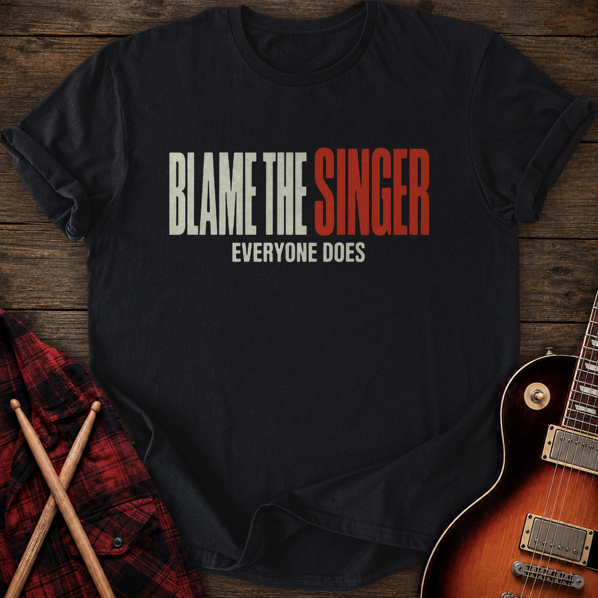 SOUNDOSE Blame The Singer T-Shirt — Black t-shirt