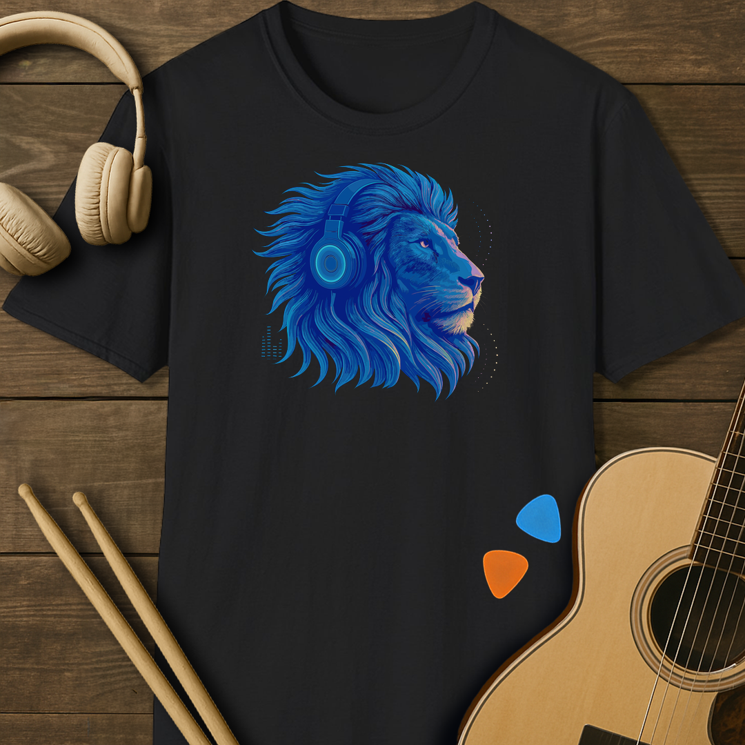 SOUNDOSE Blue Lion T-Shirt — Black t-shirt
