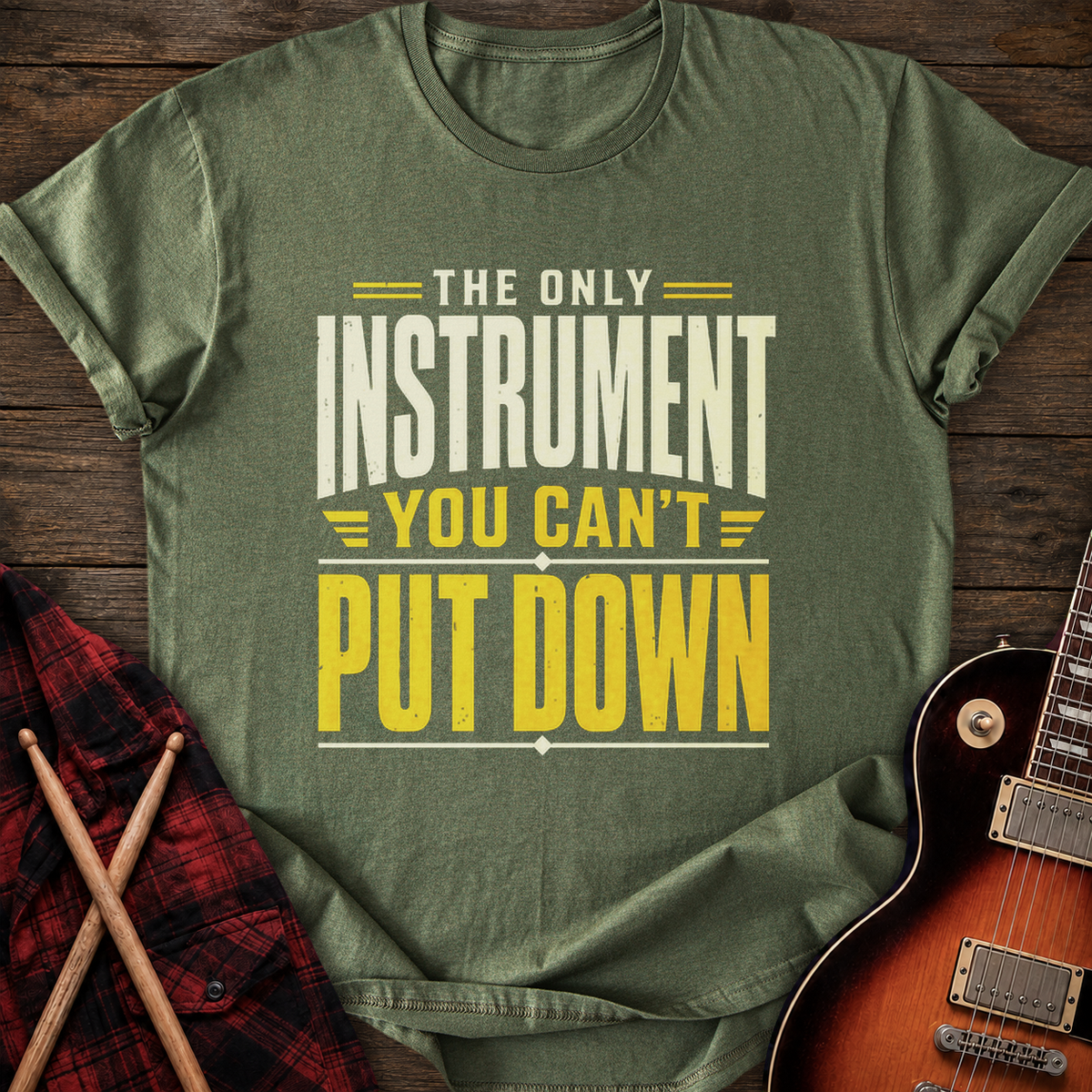 SOUNDOSE Can't Put Down T-Shirt — Military Green t-shirt