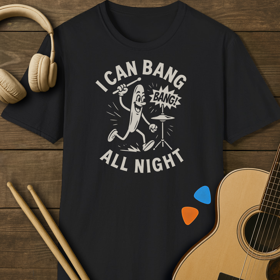 SOUNDOSE Cartoon Drumstick T-Shirt — Black t-shirt