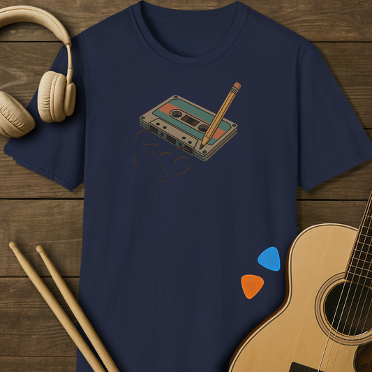 SOUNDOSE Cassette Heart T-Shirt — Navy t-shirt