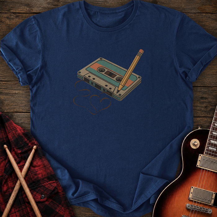 SOUNDOSE Cassette Heart T-Shirt — Navy t-shirt
