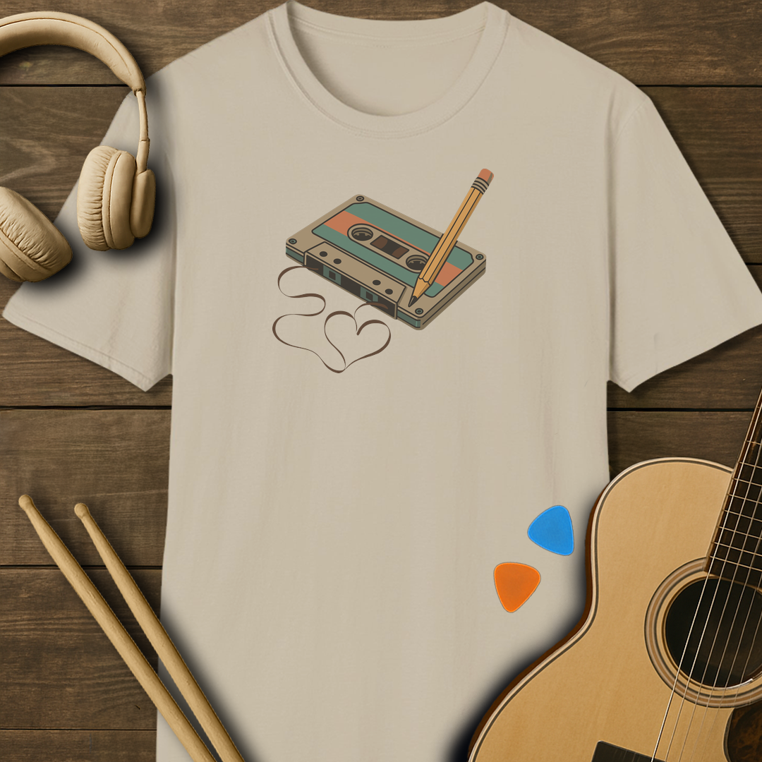 SOUNDOSE Cassette Heart T-Shirt — Sand t-shirt