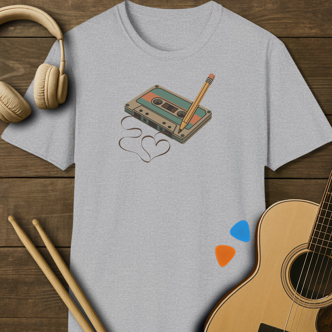 SOUNDOSE Cassette Heart T-Shirt — Sport Grey t-shirt