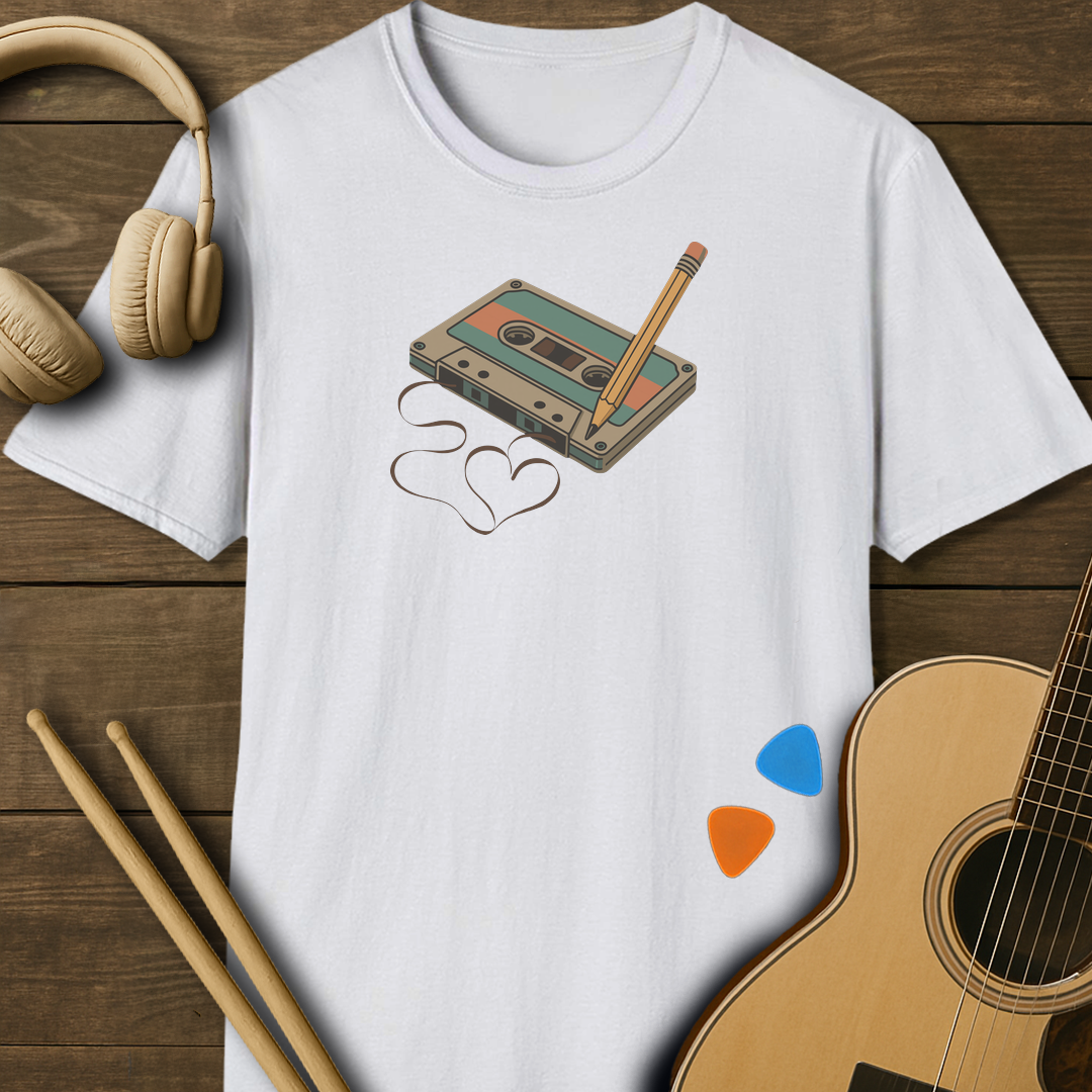 SOUNDOSE Cassette Heart T-Shirt — White t-shirt