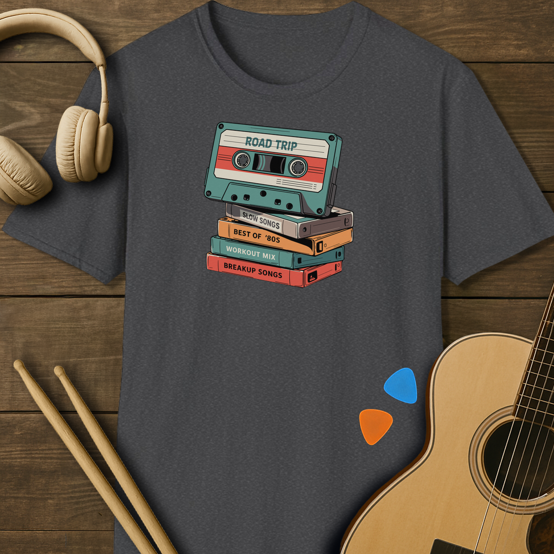 SOUNDOSE Cassette Stack T-Shirt — Dark Heather t-shirt