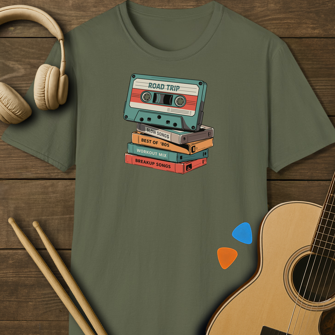 SOUNDOSE Cassette Stack T-Shirt — Military Green t-shirt