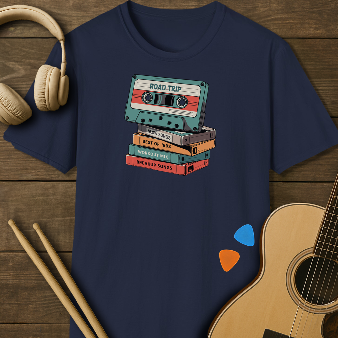 SOUNDOSE Cassette Stack T-Shirt — Navy t-shirt