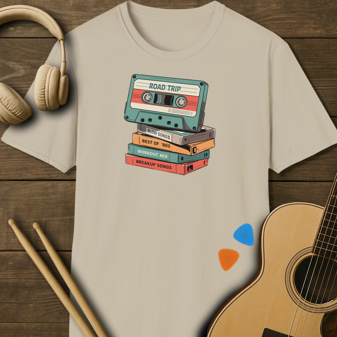 SOUNDOSE Cassette Stack T-Shirt — Sand t-shirt