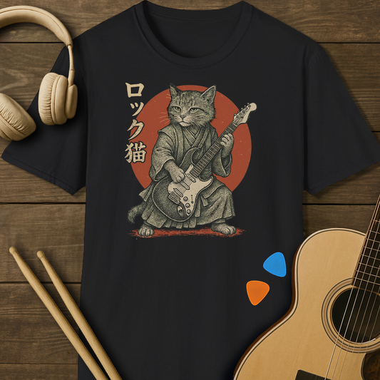 SOUNDOSE Cat Rock T-Shirt — Black t-shirt