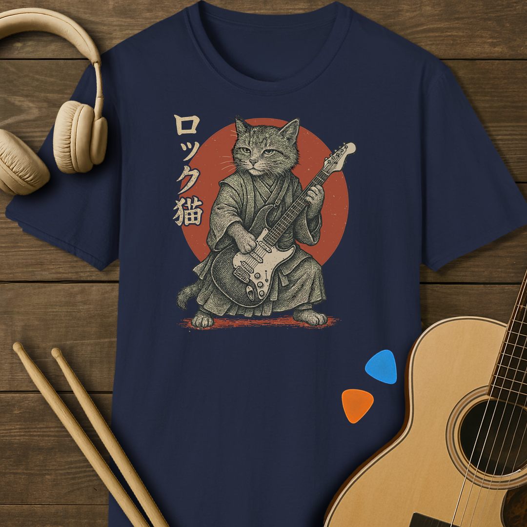 SOUNDOSE Cat Rock T-Shirt — Navy t-shirt