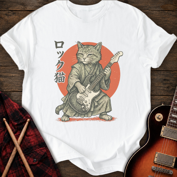 SOUNDOSE Cat Rock T-Shirt — White t-shirt