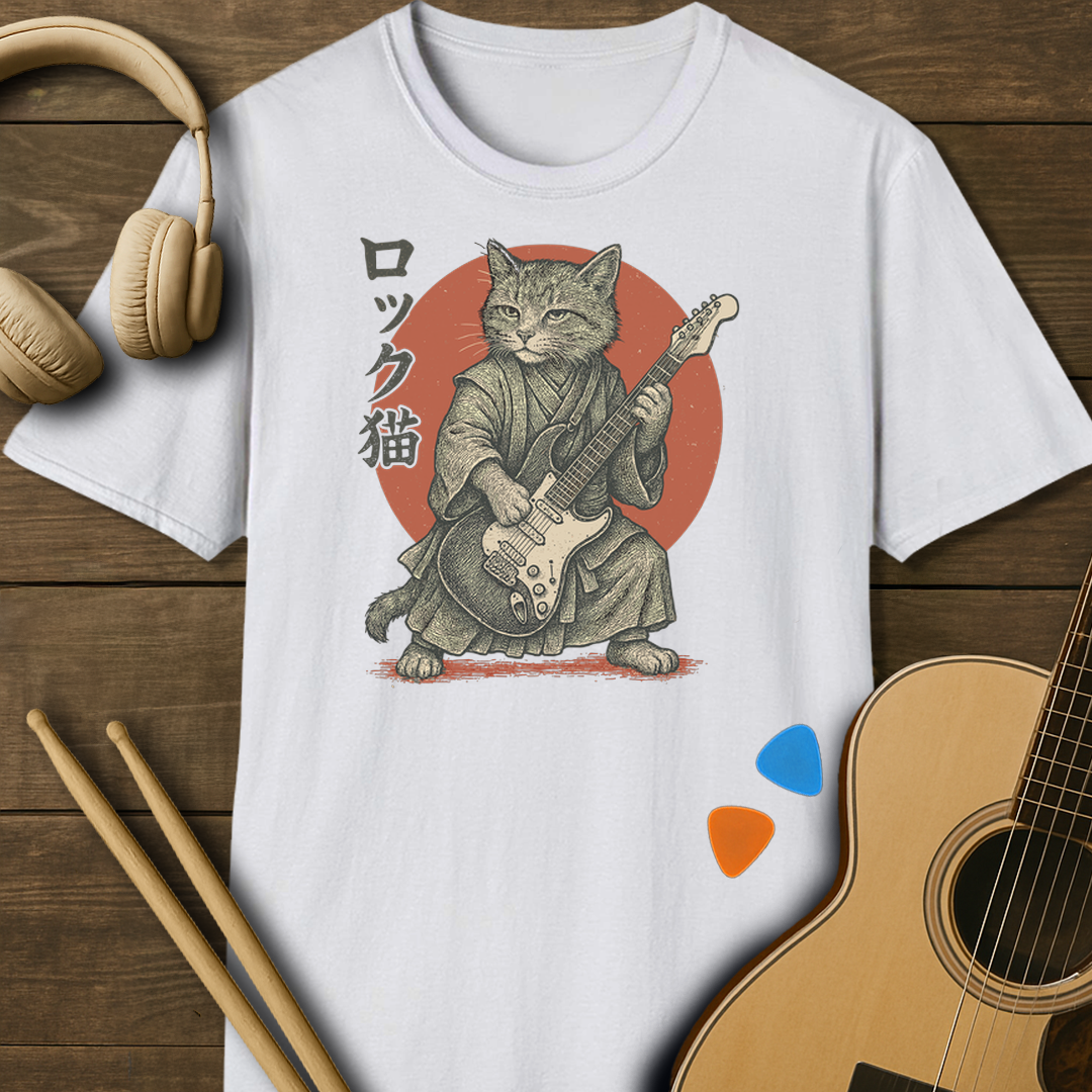 SOUNDOSE Cat Rock T-Shirt — White t-shirt