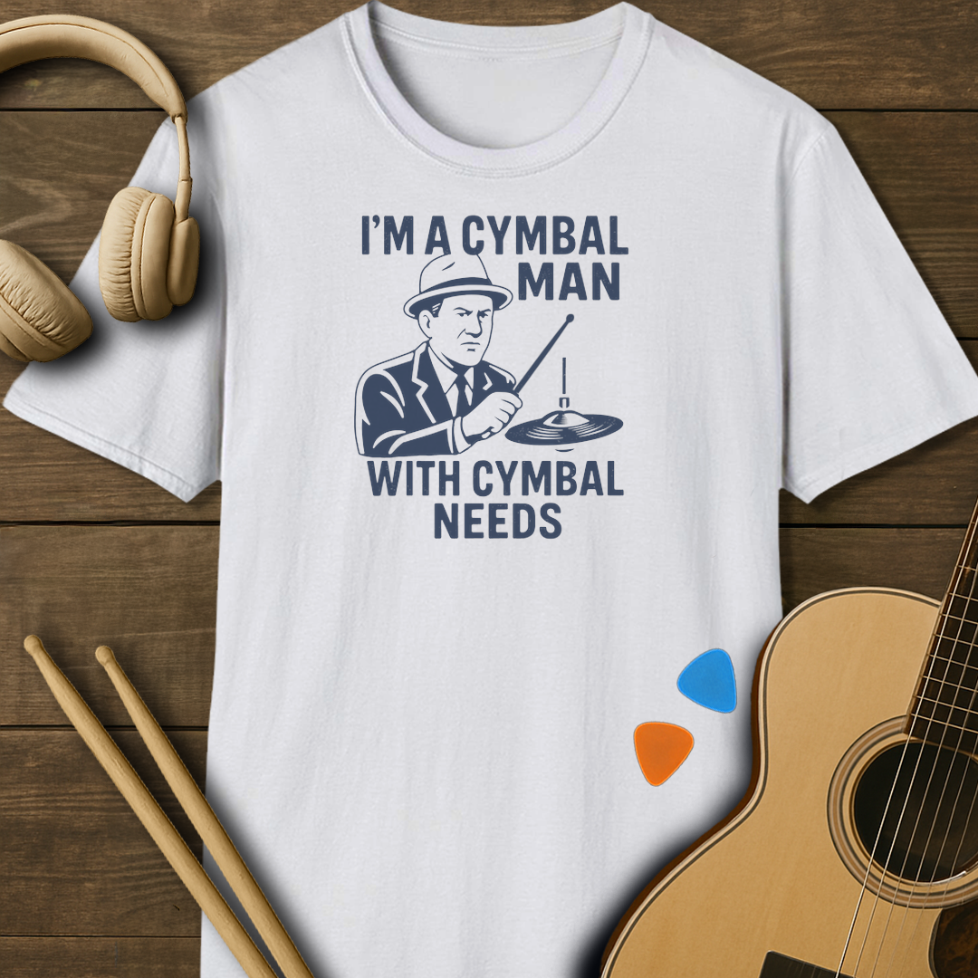 SOUNDOSE Cymbal Man T-Shirt — White t-shirt