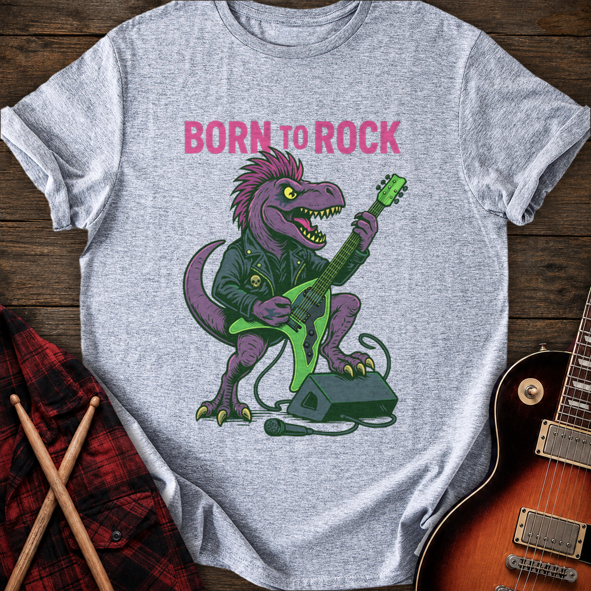 SOUNDOSE Dino Rock T-Shirt — Sport Grey t-shirt