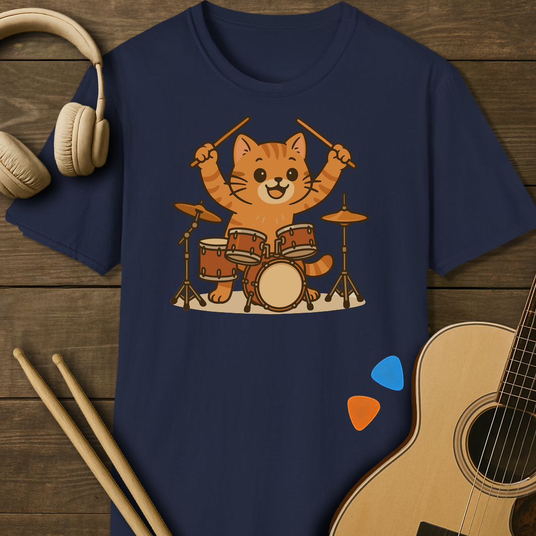SOUNDOSE Drum Cat T-shirt — Navy t-shirt