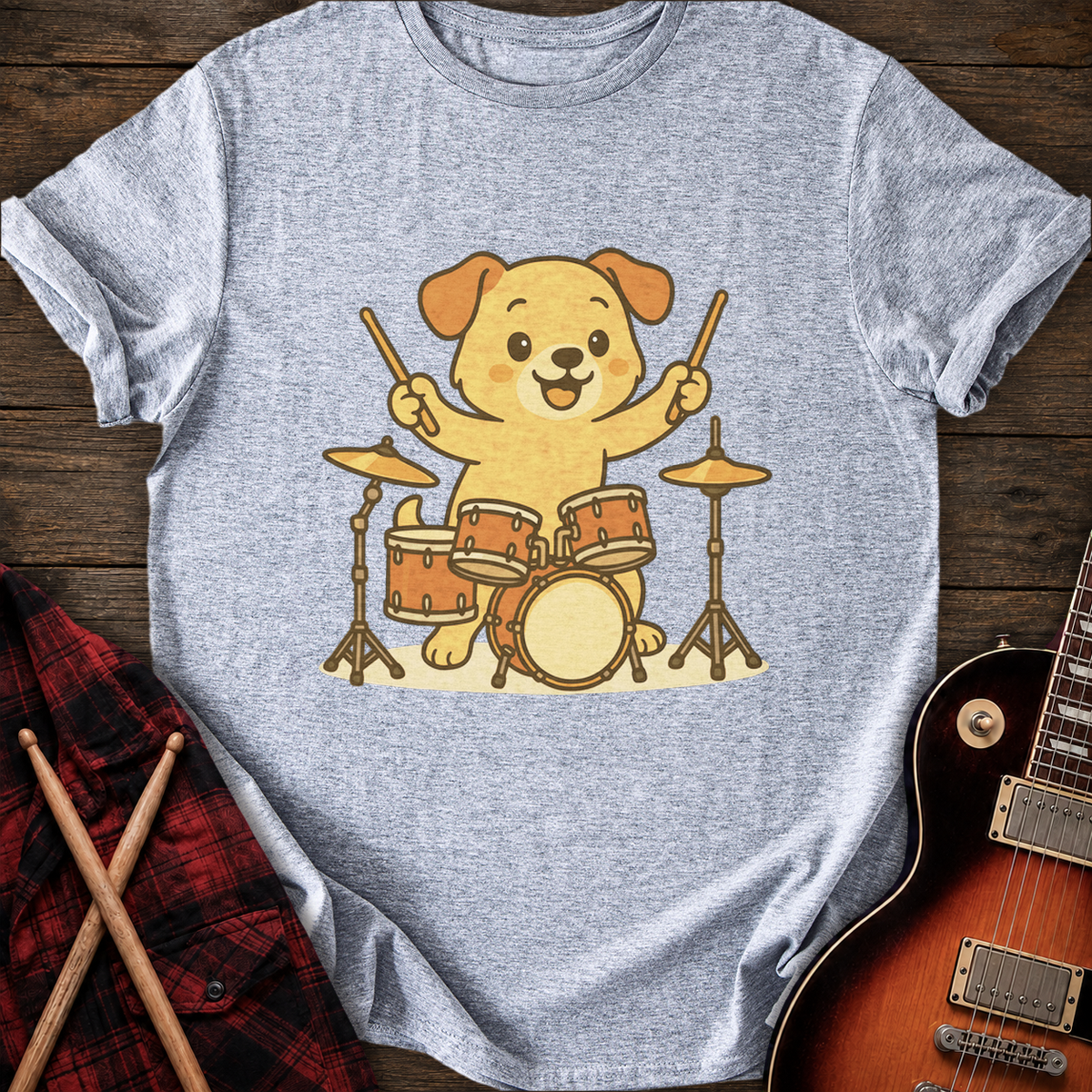 SOUNDOSE Drum Dog T-shirt — Sport Grey t-shirt