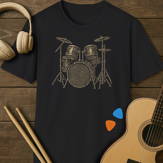 SOUNDOSE Drumkit Illustration T-Shirt — Black t-shirt