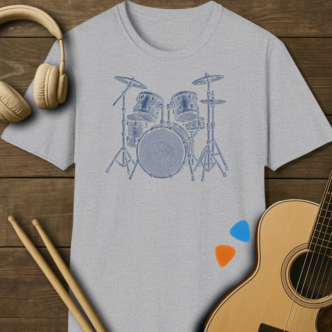SOUNDOSE Drumkit Illustration T-Shirt — Sport Grey t-shirt