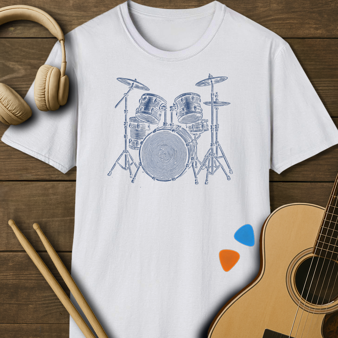 SOUNDOSE Drumkit Illustration T-Shirt — White t-shirt