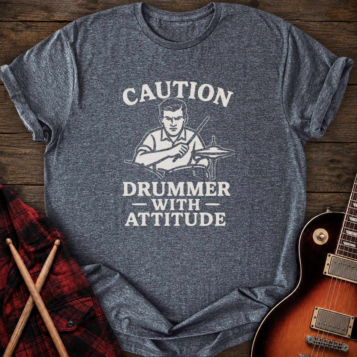 SOUNDOSE Drummer Attitude T-Shirt — Dark Heather t-shirt