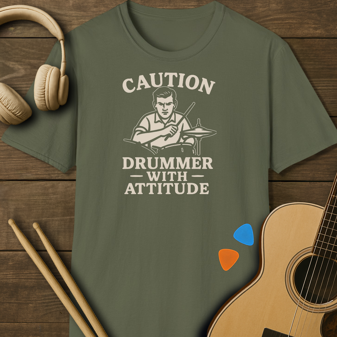 SOUNDOSE Drummer Attitude T-Shirt — Military Green t-shirt