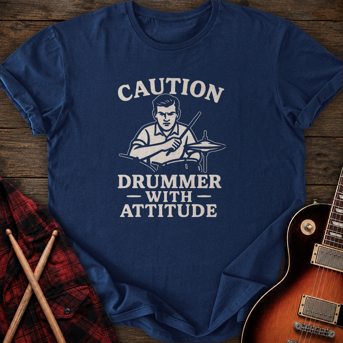SOUNDOSE Drummer Attitude T-Shirt — Navy t-shirt
