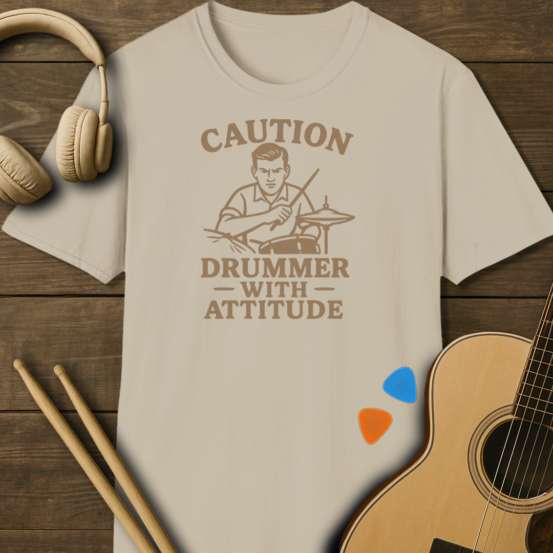 SOUNDOSE Drummer Attitude T-Shirt — Sand t-shirt