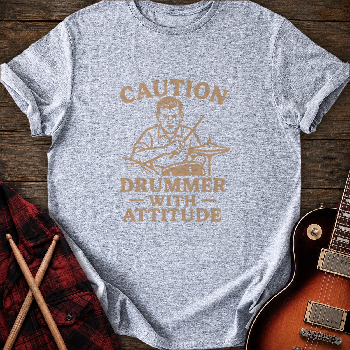 SOUNDOSE Drummer Attitude T-Shirt — Sport Grey t-shirt